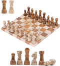10” Marble Chess Set Coral &amp Red Unique Chess Board with 32 Pieces &amp 2 Extra Queens Luxury 2 Player Chess Game for Adults Elegant Decorative Gift for Women's Day &amp Room Decor