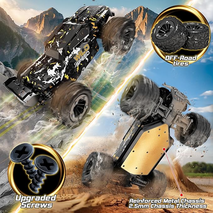 TENSSENX 1/16 All Terrain Fast RC Cars for Adults 40KPH High Speed 4WD Electric Off-Road Remote Control Monster Truck 2.4Ghz Waterproof Monster Truck with 2 Batteries for Boys &amp Kids