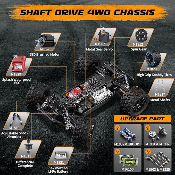 HAIBOXING 1:18 Scale RC Monster Truck 18859 36km/h Speed 4X4 Off Road Remote Control CarsWaterproof Electric Powered RC Cars All Terrain Toys Vehicles with 2 Batteries Xmas Gifts for Kid and Adults