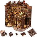 Book Nooks for Adults DIY Miniature Dollhouse Book Nook Kit Model Kits Craft Kits for Adults 3D Wooden Puzzle Book Nook Craft Bookshelf Decor Adult Craft Kits Gift with Led Light