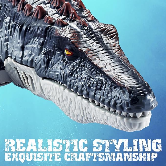 Remote Control Swimming Mosasaurus Toy 2.4GHz Waterproof Design 24-Inch Dinosaur Water Toy with Spray Function