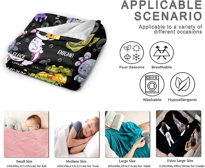 Axolotls of The World Custom Name Blanket Gifts for Girls Boys Women - Super Soft Cozy Warm Throw Sheet for Couch Bed Sofa Office Decor All Season 40x50 for Kids/Children