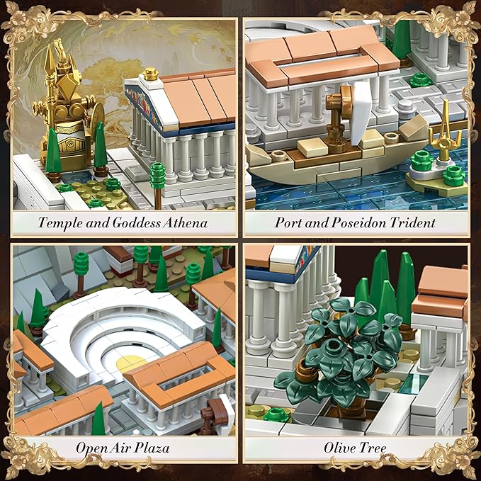 SpblastB Architecture Acropolis of Athens Building Blocks Set 1988 Pieces Landmark Collection City Building Kit Display Model Kit and Home Decor Gift Idea for Adults Architects