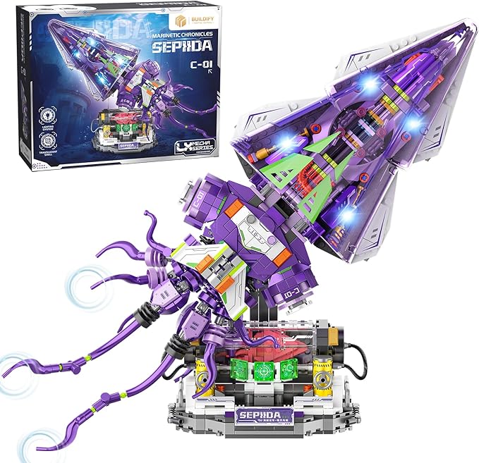 Mechanical Sepiida Building Sets for Adult Ocean Animal Collection Toy with Display Stand and Light Home Office Decor STEM Creative Gift for Teens Kids Boys Girls 8-14 975 PCS