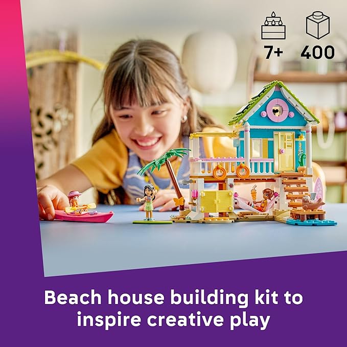 LEGO Friends Beach House with Seals Building Toy for Girls &amp Boys - Pretend Play Set for Kids Ages 7+ - W/3 Minidolls 2 Toy Animals &amp Accessories - Gift Idea for Birthdays - 42699