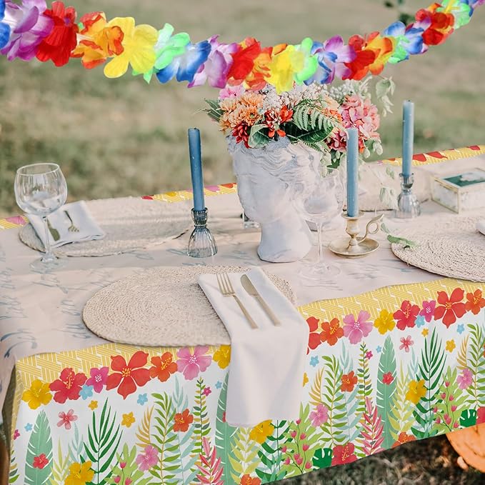Tropical Luau Party Supplies Kit for 25 - Aloha Hawaiian Party Decorations with Disposable Paper Plates Napkins Cups Tablecloth and Banner | BBQs &amp Summer party