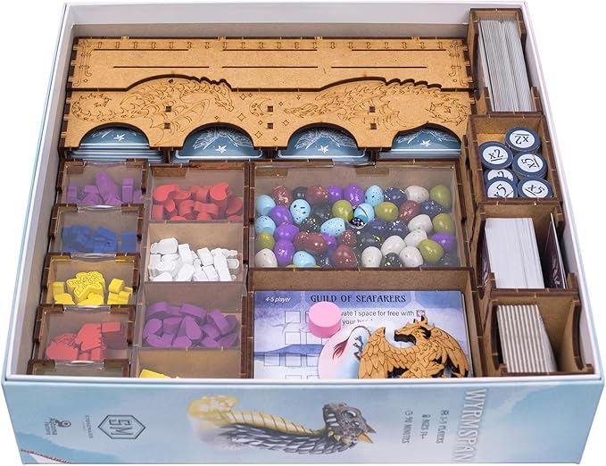 TowerRex Organizer for Wyrmspan Board Game Storage Insert for Cards Tokens and Dice Accessories Upgrade Component Trays