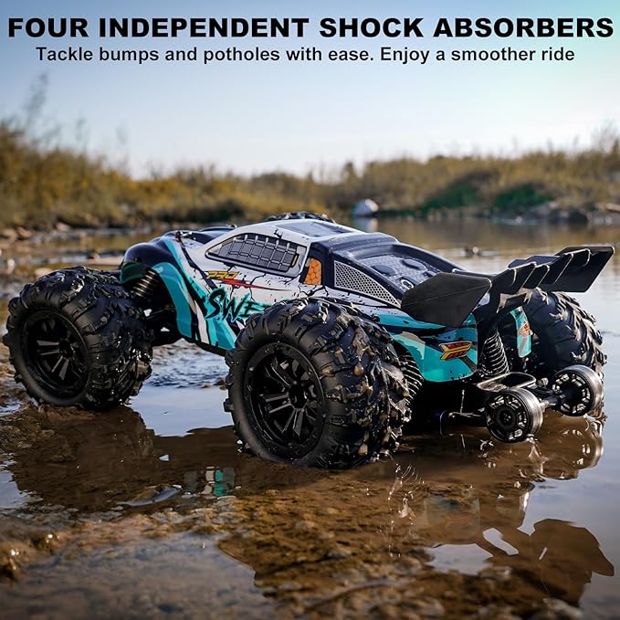 1:16 Scale Brushless RC Car for Adults 45+ MPH High Speed 4WD Waterproof Off-Road All-Terrain RC Truck with 2 Batteries &amp 2.4GHz Controller (1:16 Scale Brushless)