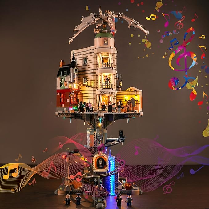 Upgraded Led Light Kit for Lego Gringotts Wizard Bank Horcrux War Building Set Music Version Compatible with Lego 76417 Model for Adults Fun Gift for Lovers (Model Not Included)