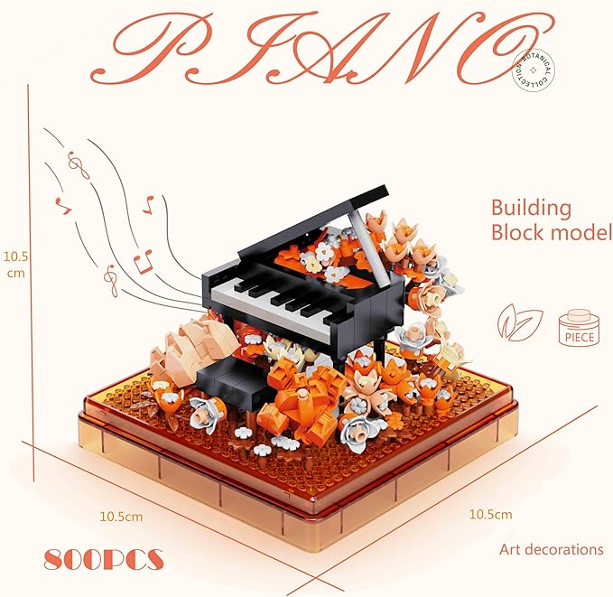 Musical Instruments Micro Blocks Building SetsClassical Famous Building Block Set1500 PCS for Adults and KidsPiano and Saxophone with Clear Plastic Cover