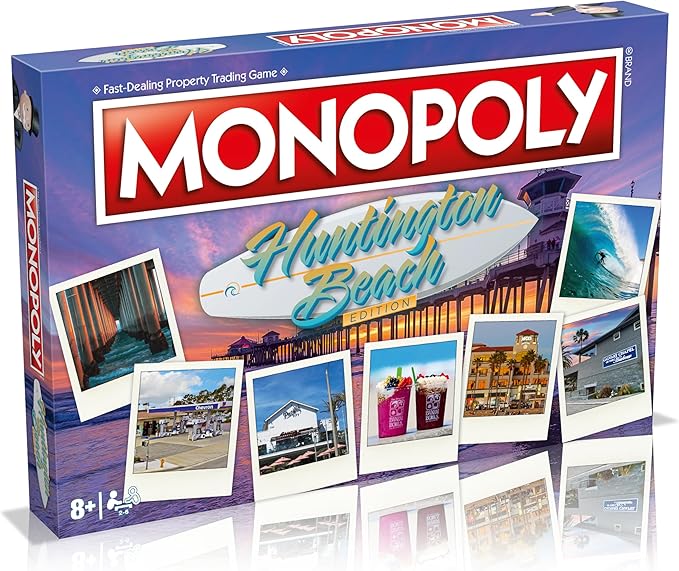 Monopoly Board Game Huntington Beach Edition: 2-6 Players Family Board Games for Kids and Adults Board Games for Kids 8 and up for Kids and Adults Ideal for Game Night