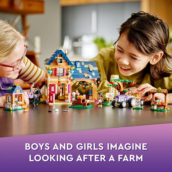 LEGO Friends Organic Farm House Set 41721 with Toy Horse Stable Tractor and Trailer Plus Animal Figures for Kids Girls and Boys Aged 7+