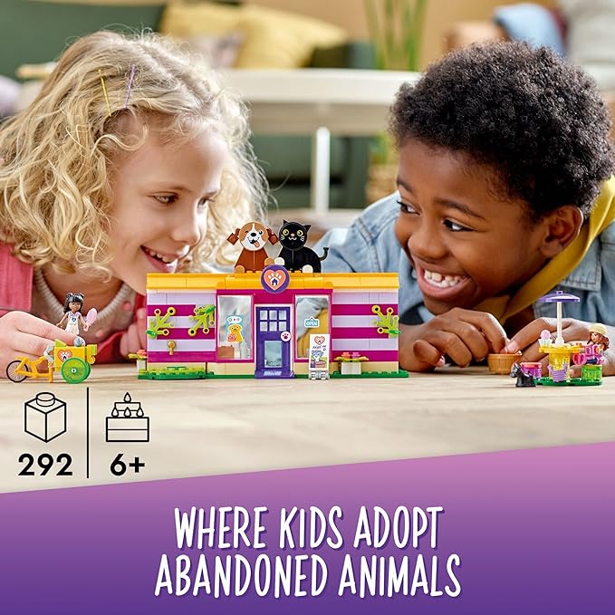 LEGO Friends Pet Adoption Café 41699 Building Toy - Collectible Animal Rescue Set with Olivia &amp Priyanka Mini-Dolls Cat &amp Dog Figures Creative Toys for Boys Girls and Kids Ages 6+