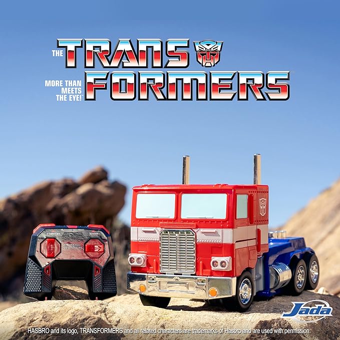 Jada Radio Control Transformers Optimus Prime Convertible 34 cm 2 Channel 2.4 GHz RC Truck Light and Sound Moves in All Directions Transforms into Robot +8 Years (9333521314R00)