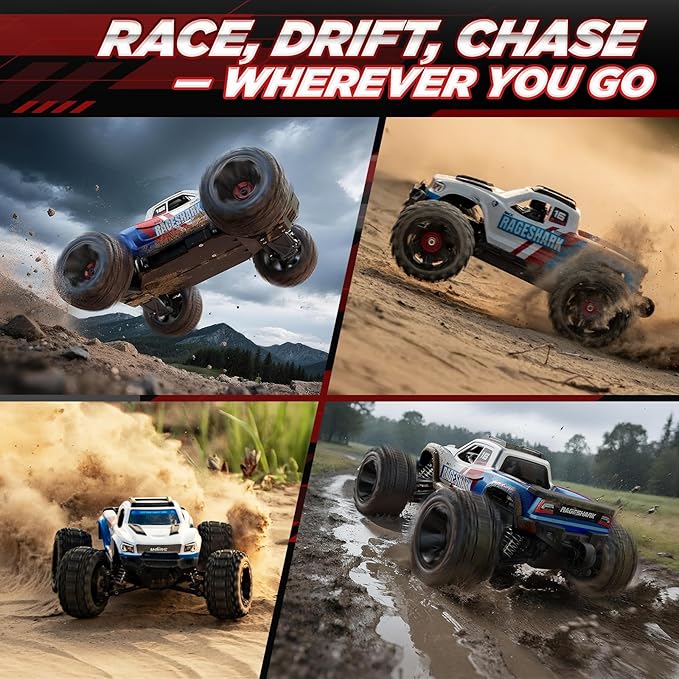 UDIRC Fast RC Cars for Adults Upgradable 56 MPH Heavy Duty RC Truck 4X4 Off Road All Terrain 2.4Ghz RTR 1:16 Remote Control Car Monster Truck with 2 Rechargeable Batteries for Beginners and Boys