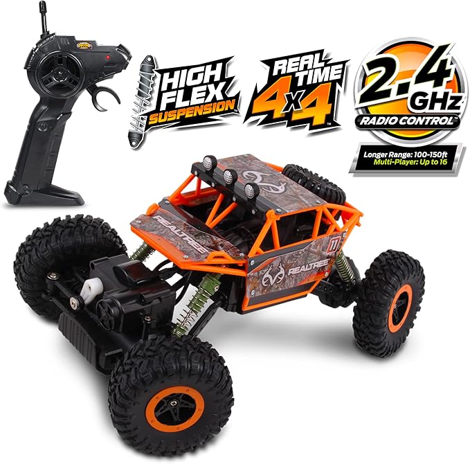 NKOK Realtree: 1:16 Scale RC: Rock Crawler - Edge Camo Blue - 2.4 GHz Radio Control #81612 Competition Series Real Time 4x4 Officially Licensed Ages 6+