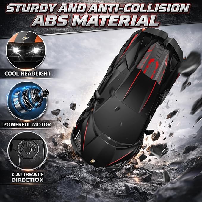 RC Drift Car 1:16 Remote Control Car 2.4Ghz High Speed RC Cars 4WD Racing Sport Toy Cars with LED Lights Spray Drifting Tires 2 Batteries for Kids Boys Girls Adults Birthday Christmas