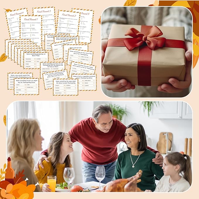 Thanksgiving Day Friendly Feud Game with 2 Answer Buzzers Fall Holiday Feud Cards Family Game Night Fun Trivia Quiz for Friendsgiving Party Office Adults Class Groups Team Building