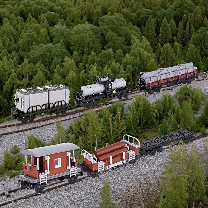 6IN1 City Freight Train Car Building Set DIY Toys for Teens and Adults Compatible with Lego 630 Building Accessory (Stone Cart)