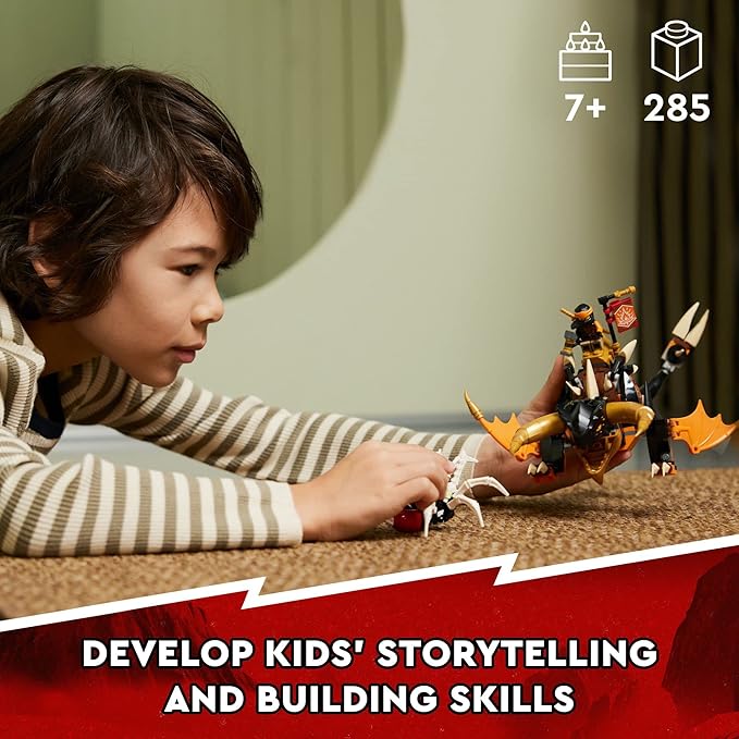 LEGO NINJAGO Cole’s Earth Dragon EVO 71782 Upgradable Action Toy Figure for Boys and Girls with Battle Scorpion Creature and 2 Minifigures 2023 Playset
