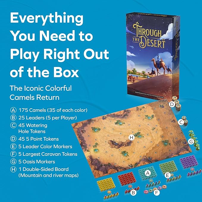 Allplay Through The Desert - Classic Strategy Board Game - Approachable Elegant Tactical - One of The Great Strategy Board Games for Adults - Also Great 2 Player Game