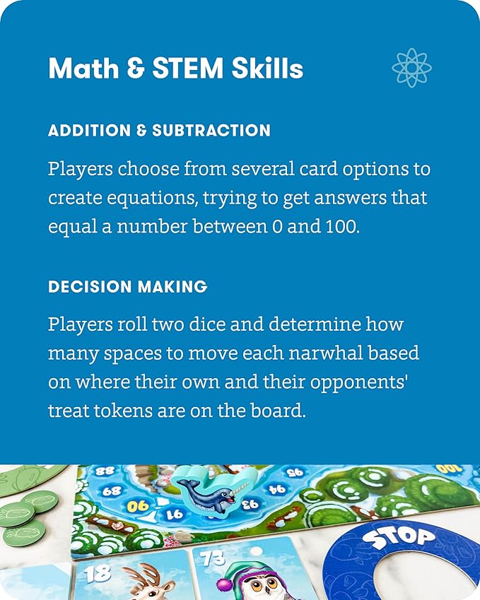 SimplyFun Arctic Riders - Educational &amp Fun Math Games for Kids - Practice Upper Level Addition &amp Subtraction Skills for Kids 7 &amp Up - 2 to 4 Players