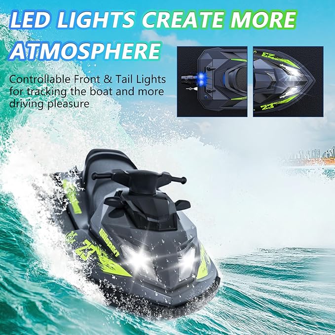 Cheerwing UDI023 RC Boat for Kids &amp Adults 20KM/H Vortex Jet Remote Control Boat for Pools and Lakes Gray