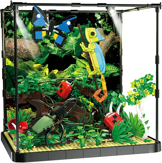 ENJBRICK Flowers Botanical Butterfly Garden Building Set for AdutlsAnimals Insect Tank Building Toy Set for Boys and Girls 12 Years Up 1284 PCS