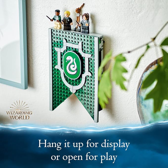 LEGO Harry Potter Slytherin House Banner Building Set 76410 - Hogwarts Castle Common Room Toy or Wall Display Collectible Harry Potter Gift Idea for Boys Girls and Kids with Draco Malfoy Minifigure