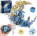 Blue Moon Flower Building Set Botanical Collection Kit for Adults Women Girls 14+ Crescent Moon Floral Wall Art Display for Home Office Table Decor Christmas/Valentines for Her
