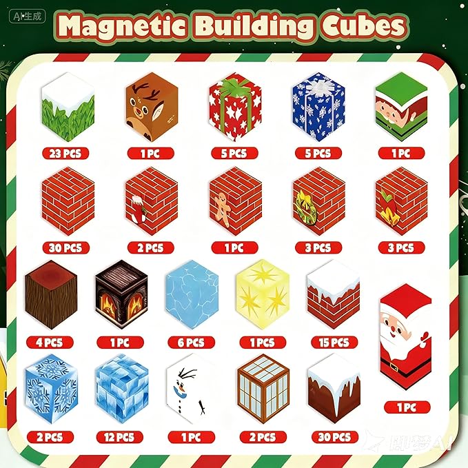 150PCS Magnetic Tiles Christmas Building Set STEM Sensory Toys with Santa &amp Reindeer Figures for Kids Ages 3-12 Gift Educational Magnetic Blocks for Toddler Boys Girls