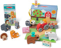 Melissa &amp Doug Blockables™ Farm and Farm Friends 2-Pack Bundle Connectable Wooden Building Blocks Preschool Play Set Toy