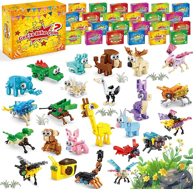 Party Favors for Kids - 24 Pack 72 Kinds of Animals Building Block Toy Goodie Bags Fillers Classroom Carnival Prizes Stuffers Gifts Building Set Christmas Birthday Gift for Boys Girls Ages 6-12