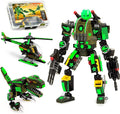 JITTERYGIT Robot Army Buildable Mech Soldier Glow in The Dark Gift Toy Set Helicopter Military Creative STEM Project Dinosaur Building Bricks Kit for Kids Ages 6-11 Years Old