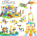 Ggiibro STEM Building Toy for Toddlers 106Pieces Tube Pipe ToyEducational Preschool Game for 3+ YearsLearning Building Blocks Play with Storage Box Gift KitMontessori Toys for Boys &amp Girls