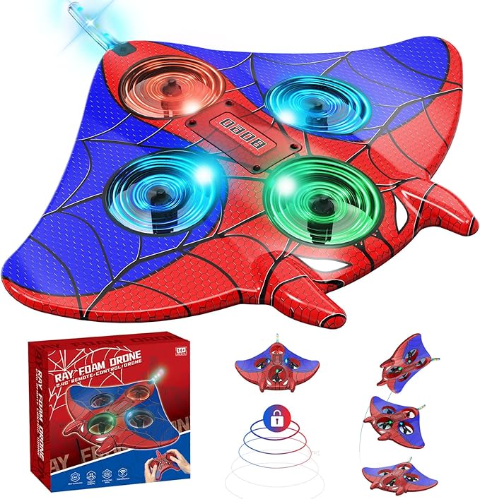 RC Plane Spider Toys for Kids 2.4Hz 3.5CH Foam Remote Control Airplane with Altitude Hold One Button Takeoff/Landing 360° Stunt Flips LED Lights Ideal Gift for Kids Boys &amp Girls Beginners