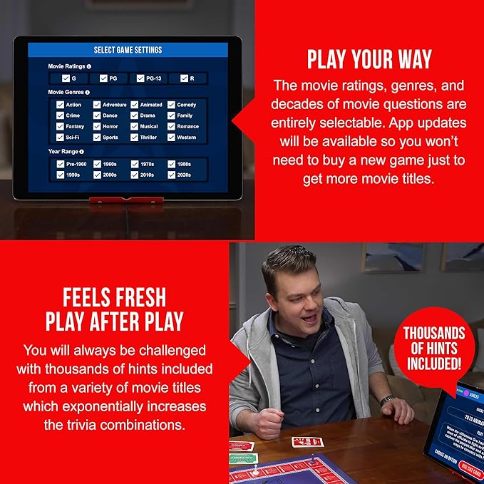 Soundtrack Trivia Movie Trivia Game for Adults | Name The Movie from a 15 Second Music Clip | Board Game for Adults Kids Ages 8+ 1 or More Players | Music Game with Companion App