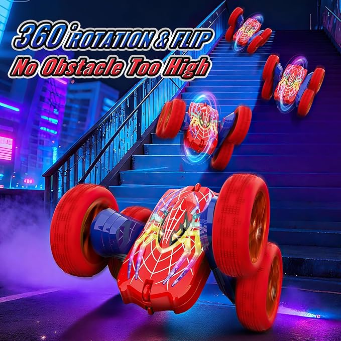 360°Flip Rc Cars Toys with Glowing Hero Eyes &amp Legs 2.4GHz Drift Stunt Remote Control Car 4WD &amp Double-Sided Race Car Birthday Gifts Toys for 3 4 5 6 7 8 9 10 11+ Year Old Boys Age 3-4 4-6