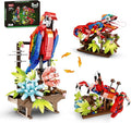 3 in 1 Animals Parrot Chameleon Crab Building Block Set Flowers Botanical Animal Building Toy Compatible with Lego Creative Construction Gift for Adults Kids Boys Girls 6+(538PCS)