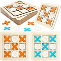 12 Pack Wooden Tic Tac Toe Games Wood Tic-Tac-Toe Bulk XO Table Chess Board Game for Boys Girls Family Activities Educational Toys Birthday Party Favors