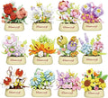 12 Set Mini Flower Potted Bonsai Micro Building Toy Blocks Succulent Plant Artificial Particle Flower Botanical Decoration Toys