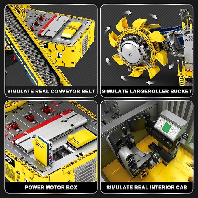 Reobrix Bucket Wheel Excavator Building Blocks Set 22017 Remote Control Construction Vehicle Model Kit for Adult RC Technic Engineering Car Toys Gifts for Boys and Girls 14+ (3970 PCS)