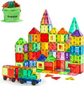 132 PCS Magnetic Tiles Building Blocks with 2 Cars STEM Educational Construction Montessori Toys for Kids Ages 3 4 5 6 7 8 9 Magnet Building Set Gift for Boys Girls
