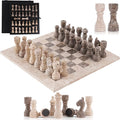 Marble Chess Set for Adults 12 Inch Handmade Travertine and Oceanic Board Game with Storage Box Travel Chess Set for Tabletop with Pieces &amp 2 Extra Queens Gifts for Home Décor