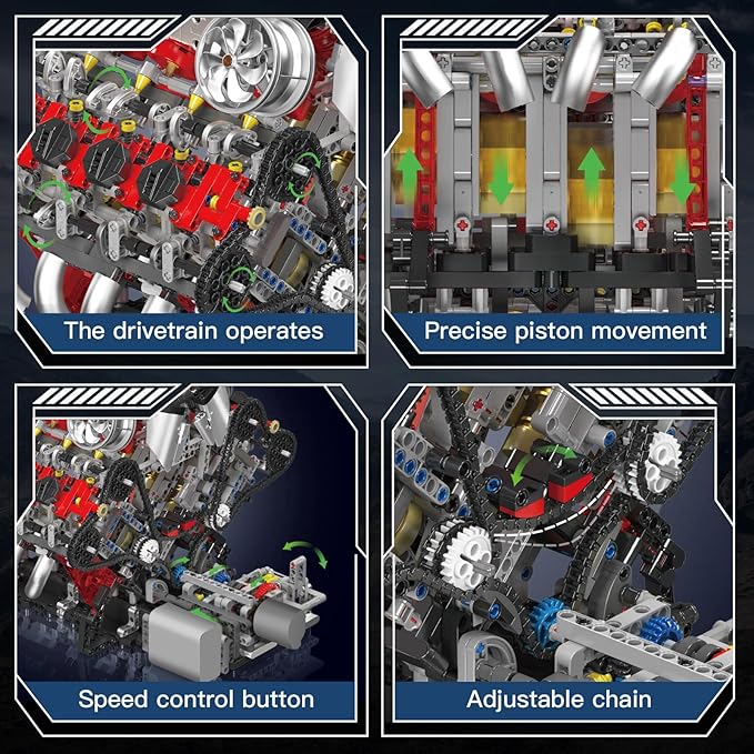 Mould King V8 Engine Toys Building Sets Model Engine Kit for Adults Engine MOC Scale Model with Motor 10130 STEM DIY Building Kits That Works Set for Aged 14+ (2718 Pieces)