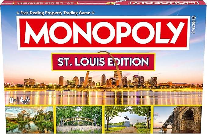 Monopoly Board Game St Louis MO Edition : 2-6 Players Family Board Games for Kids and Adults Board Games for Kids 8 and up for Kids and Adults Ideal for Game Night