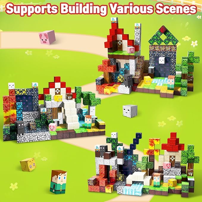 300PCS Magnetic Blocks for Kids 0.8in Magnetic Building Block Toys for Boys Girls Age 3 4 5 6 7 8 9 10 Magnet Cubes Game Magnetic Tiles STEM Toys Christmas Birthday Gifts for Kids Toddlers