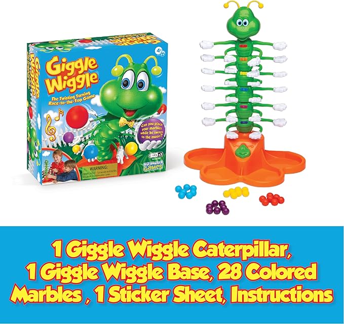 Giggle Wiggle Board Games for Kids Family Game Night Hand-Eye Coordination Preschool Games The Wiggle Race to Get Your Marbles to The Top Game Ages 4+ Batteries Not Included