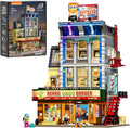 Barbershop Lighting Building Bricks Set - Street Fusion City Town Modular Playset Collection Display kit with Minifigures 2557 Pcs for Adults &amp Teens &amp Life Enthusiasts