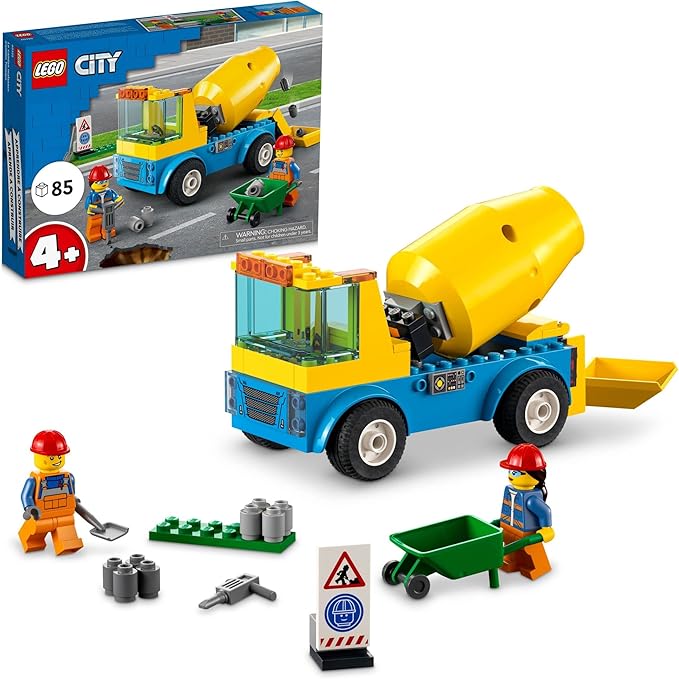 LEGO City Great Vehicles Cement Mixer Truck 60325 Building Toy Set for Preschool Kids Boys and Girls Ages 4+ (85 Pieces)